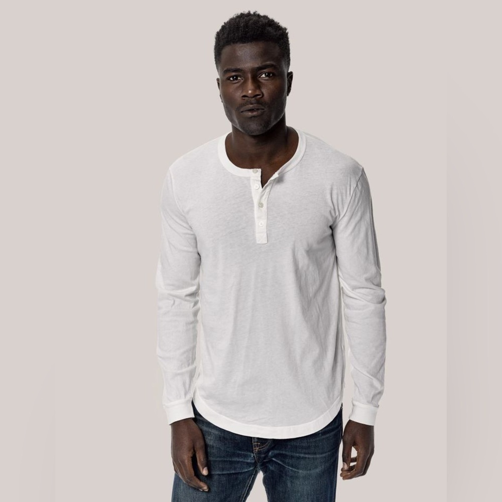 Buck Mason white Pima Long Sleeve Henley